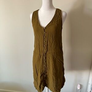 Madewell Olive Green Button-Down Sleeveless Dress